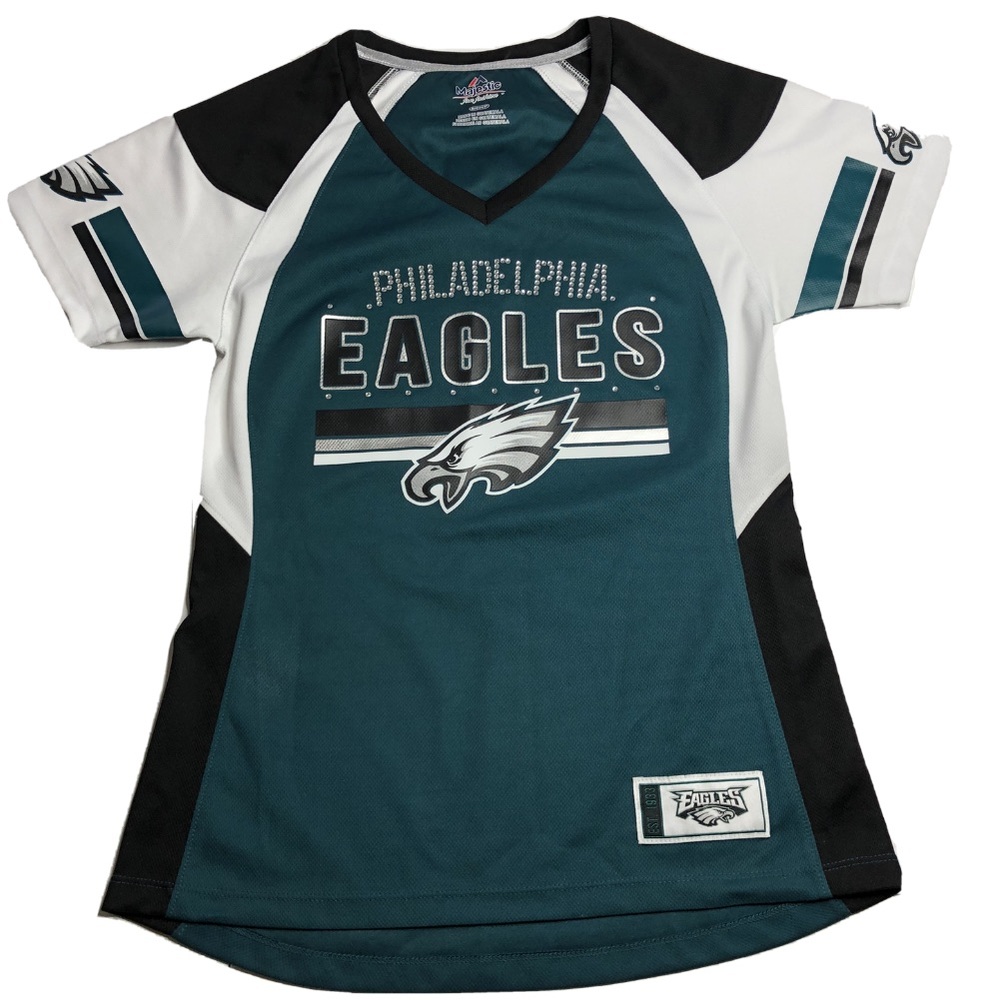 Majestic Philadelphia Eagles Teal and White Jersey